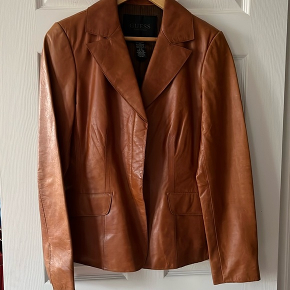Guess tan leather jacket - Picture 1 of 8